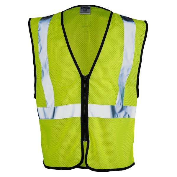 Kishigo S-M, Lime, Class 2, Zipper Mesh Vest- Economy 1547-S-M - main